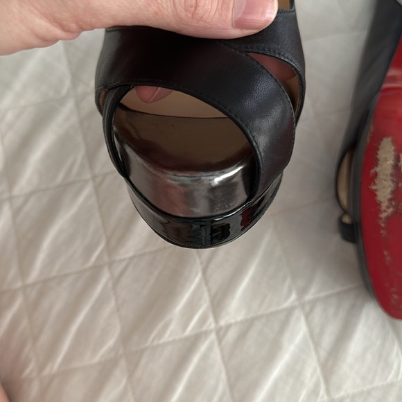 Christian Louboutin Black Leather Very Croise Slingback Platform Sandals - Picture 6 of 9